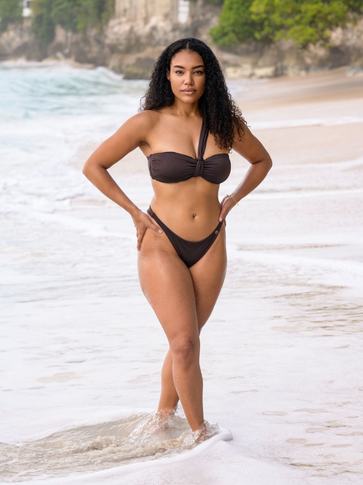 Sienna One-Shoulder Bikini Top - Brown Shine