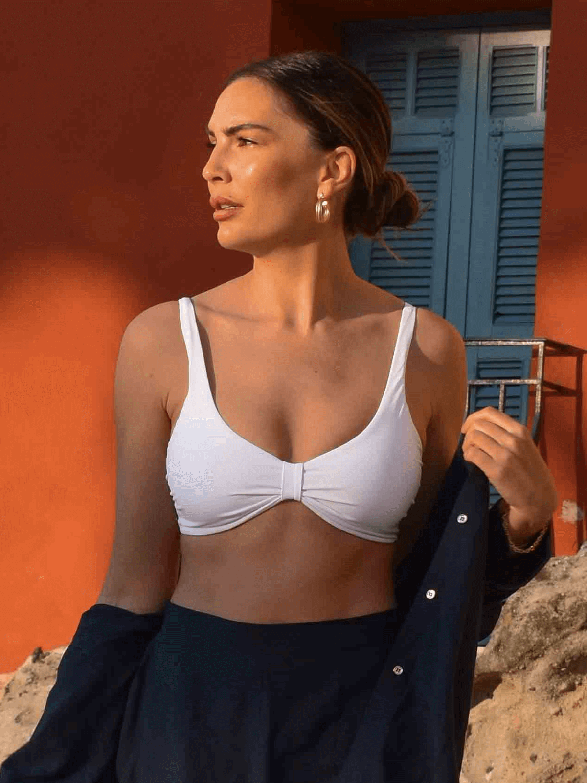 Serena Knot Front Bikini Top - Blue - Capri Swimwear