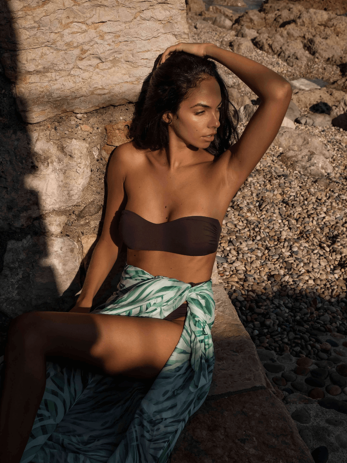 Arabella Bandeau Bikini Top - Brown - Capri Swimwear