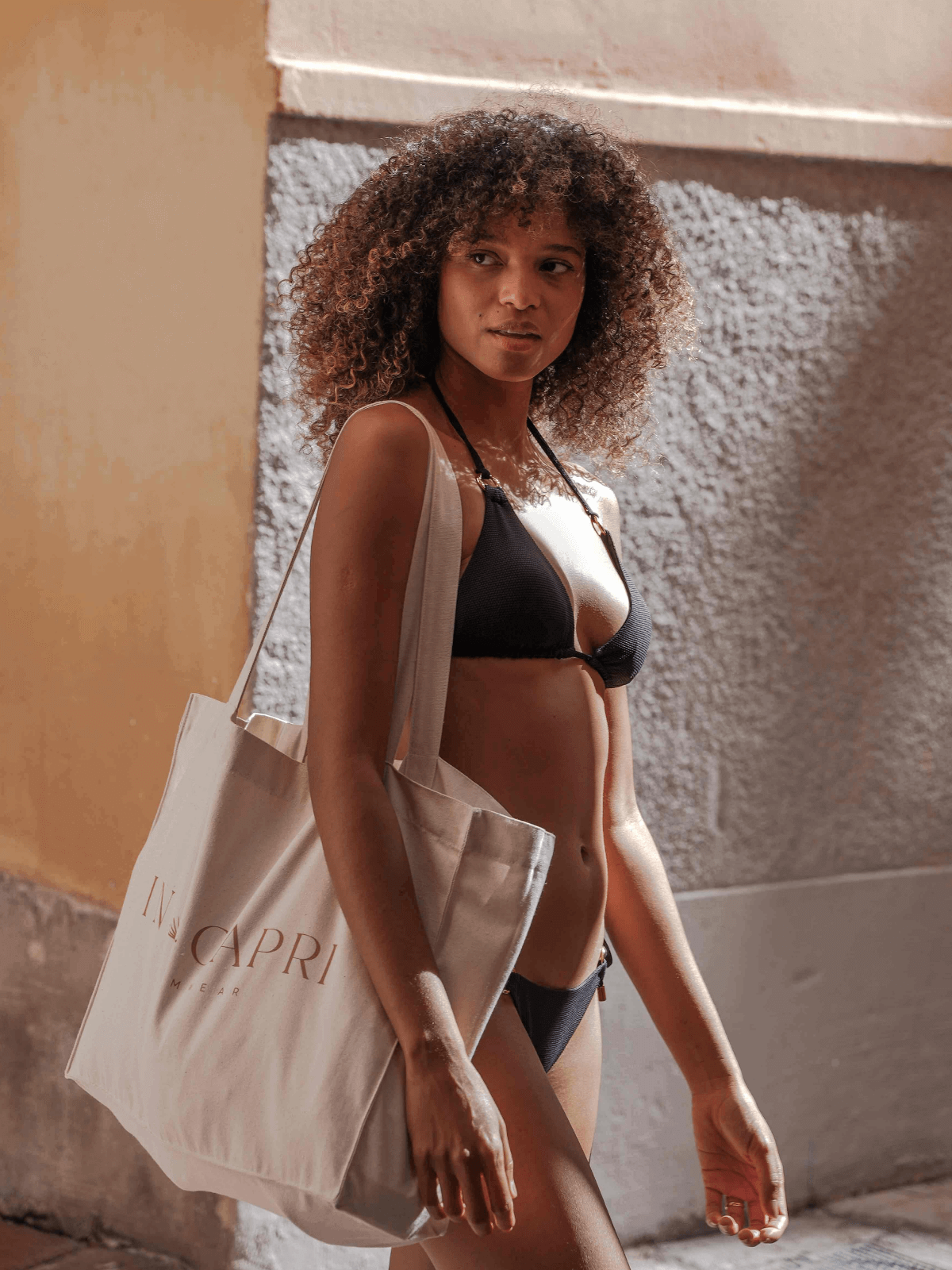 Sofia Triangle Bikini Bottoms - Black Texture - Capri Swimwear